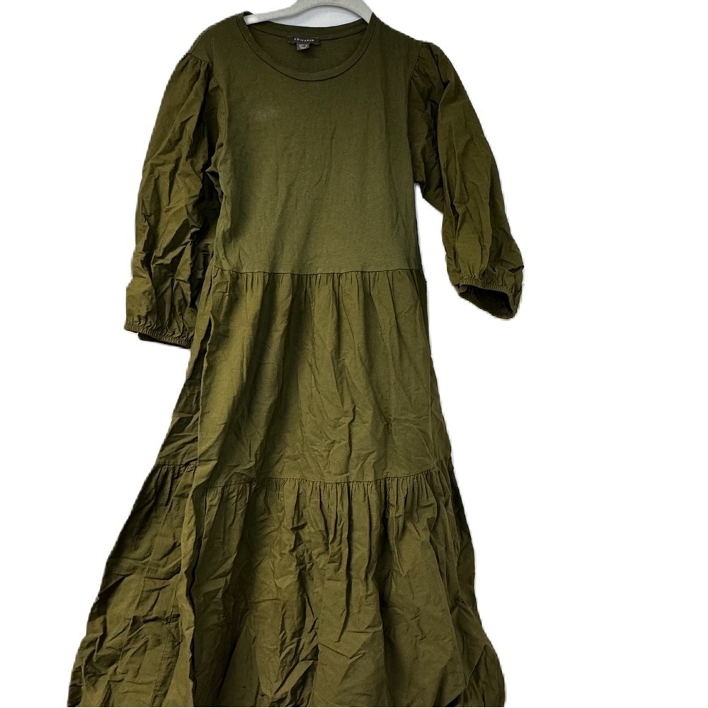 Primark Womans 8 Army Green Statement sleeve tiered dress casual fun work class